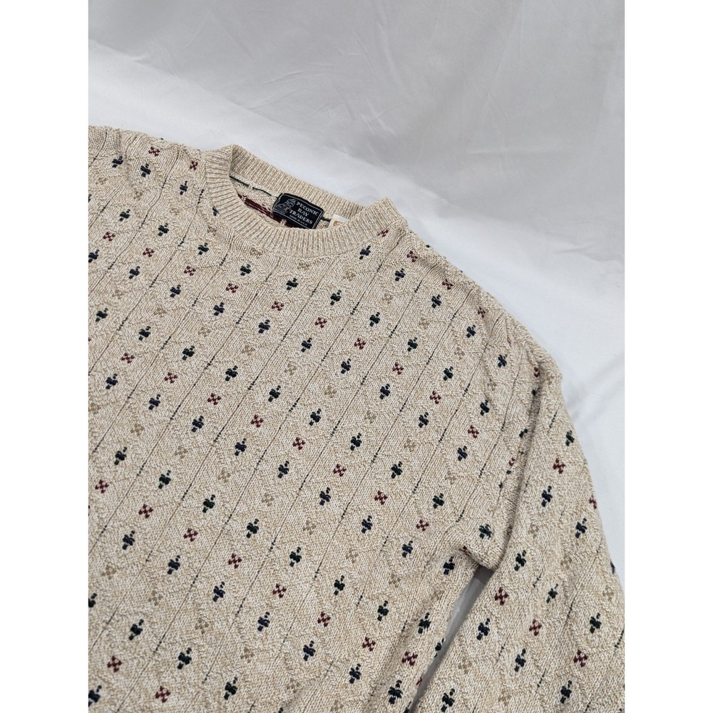 VGT Peconic Bay Traders Sweater Mens XLarge Cream Made‎ in USA Cable Fisherman